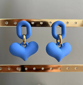 PENDIENTES CORAZONES AZUL